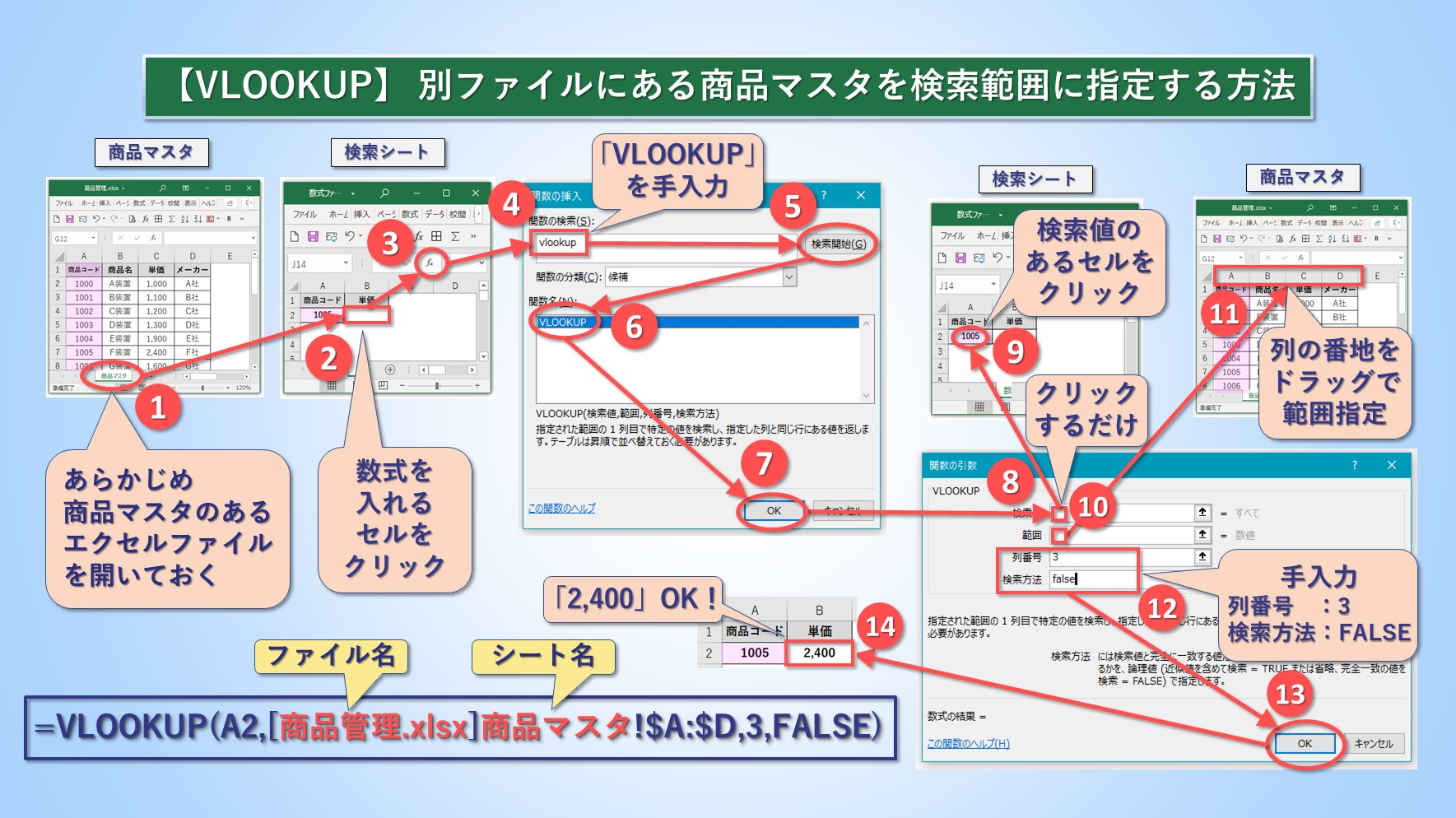 エクセル 商品マスタから必要な情報を一発で取り出す Vlookup エクセルの窓口